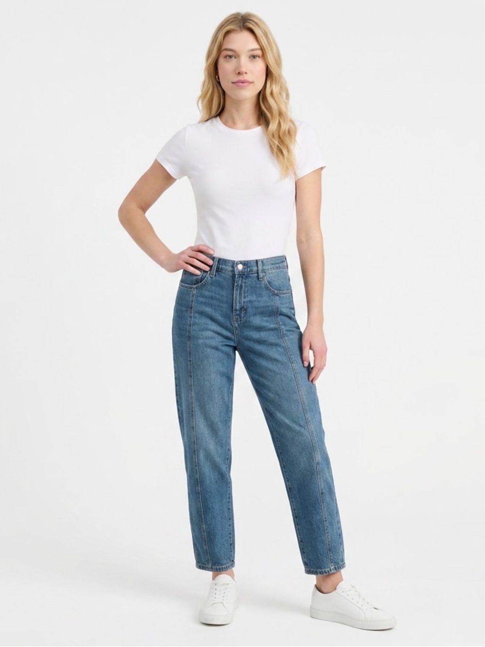 NWT Kensie the Jessica High Rise Cropped Barrel Leg Jeans Blue Stretch Sz 6/28
